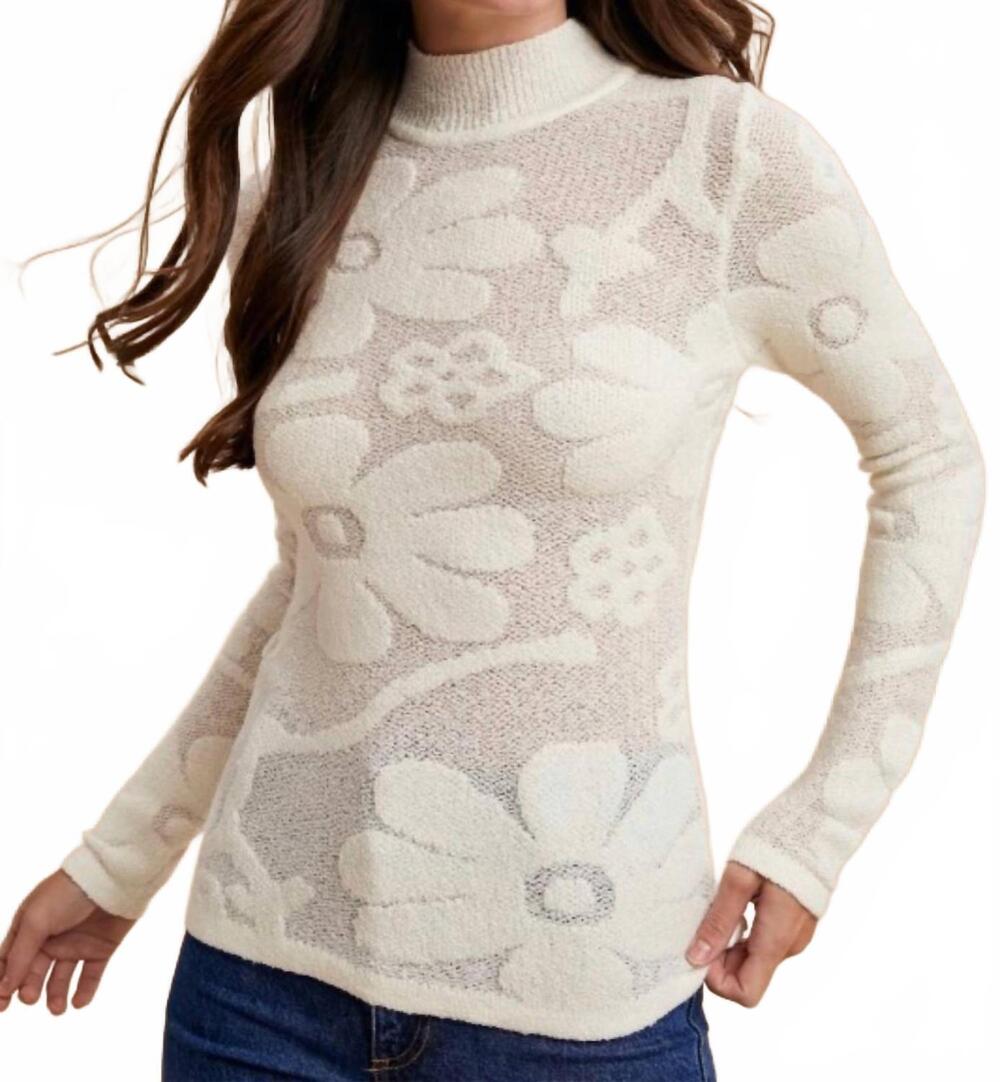 NEW ANNIEWEAR jacquard mockneck sweater in ivory